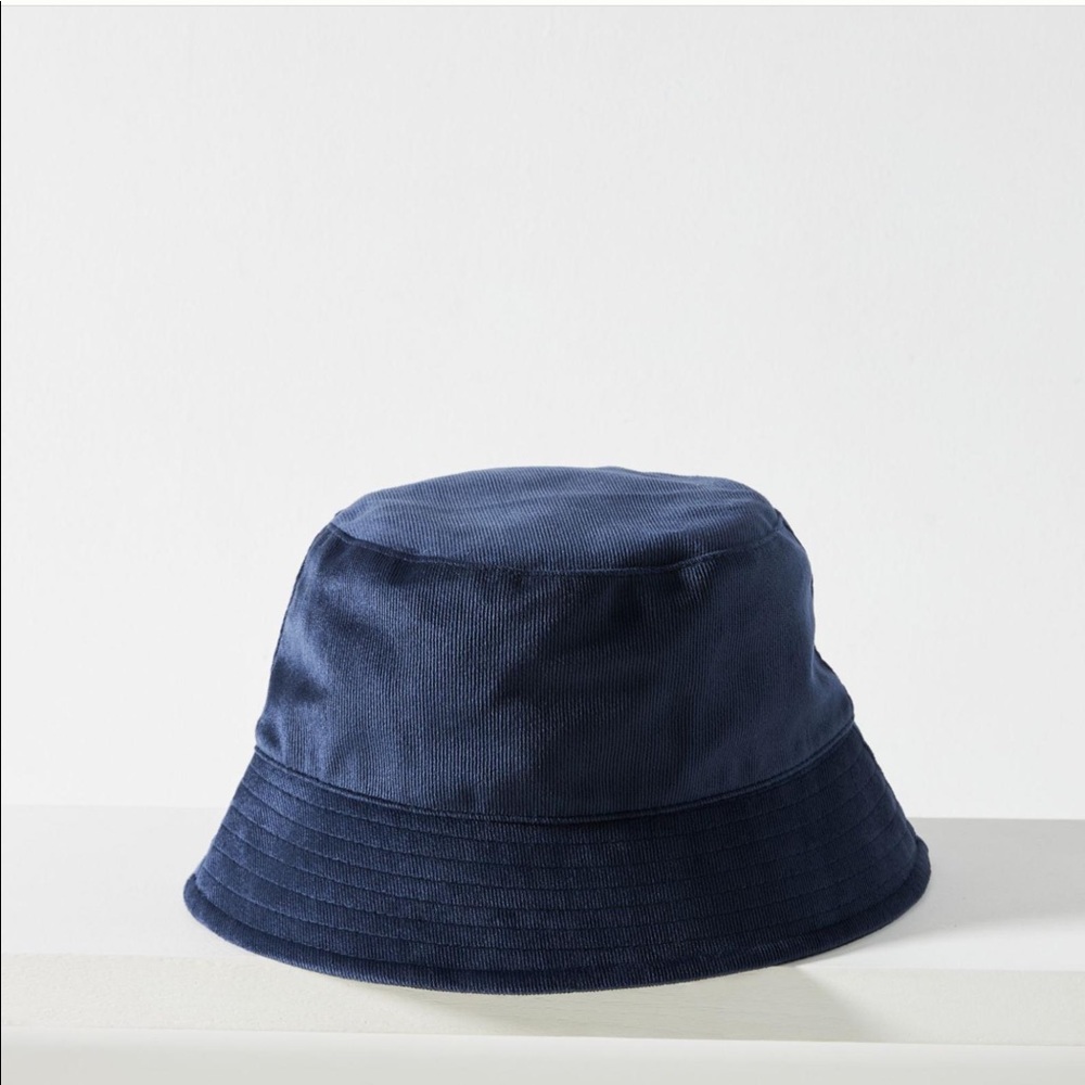 Anthropologie Corduroy Bucket Hat Navy Blue